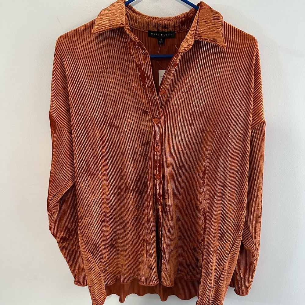 Blue Blush Copper Velvet Top